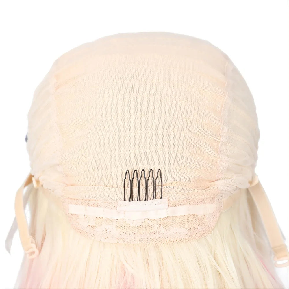 Ombré Pink & Blonde Body Wavy Lace Front Wig in 26 Inches