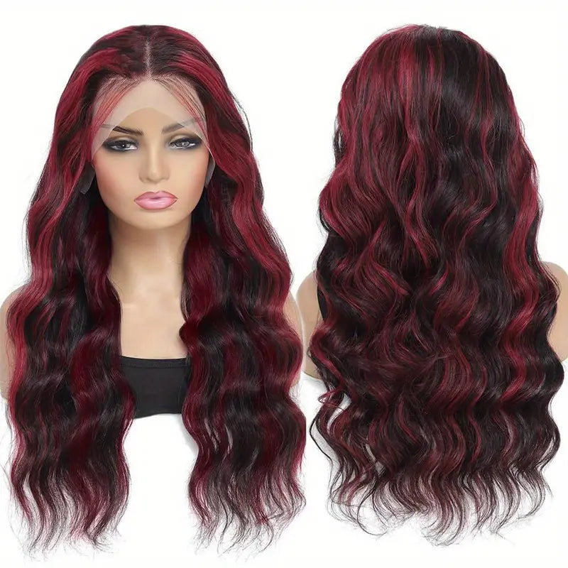 180% 99J Burgundy 13x4 Lace Frontal Body Wave Human Hair Wig